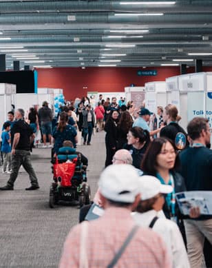 Wheelchair accessibility demonstration at expo booth